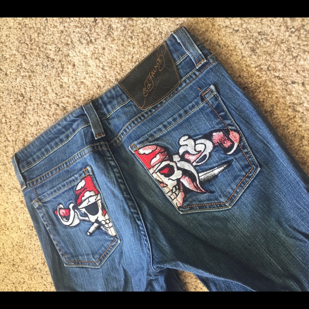 Ed Hardy Straight Leg Women’s Skull Jeans